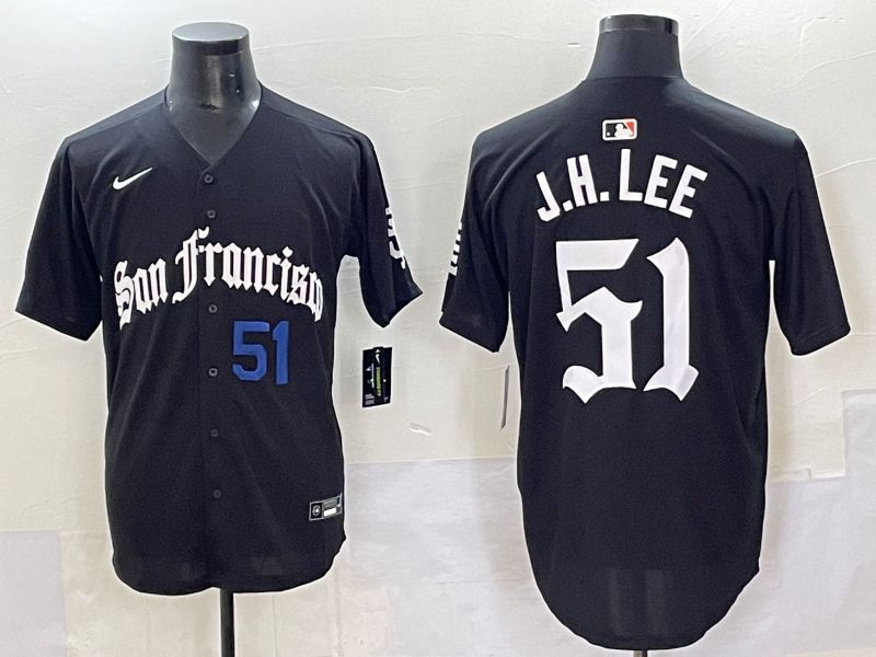Men 2025 San Francisco Giants #51 J.H.Lee Black Five generations Joint Name Nike MLB Jersey style 47